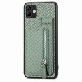 For Samsung Galaxy A04 4G Carbon Fiber Vertical Flip Zipper Wallet Phone Case(Green)