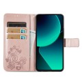 For Xiaomi 13T / 13T Pro Four-leaf Clasp Embossed Leather Phone Case(Rose Gold)