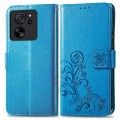 For Xiaomi 13T / 13T Pro Four-leaf Clasp Embossed Leather Phone Case(Blue)