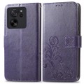 For Xiaomi 13T / 13T Pro Four-leaf Clasp Embossed Leather Phone Case(Purple)