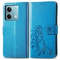 For Xiaomi Redmi Note 13 5G Four-leaf Clasp Embossed Leather Phone Case(Blue)