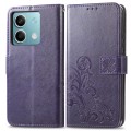 For Xiaomi Redmi Note 13 5G Four-leaf Clasp Embossed Leather Phone Case(Purple)