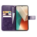 For Xiaomi Redmi Note 13 5G Four-leaf Clasp Embossed Leather Phone Case(Purple)