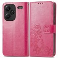 For Xiaomi Redmi Note 13 Pro+ Four-leaf Clasp Embossed Leather Phone Case(Magenta)