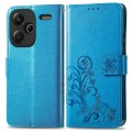 For Xiaomi Redmi Note 13 Pro+ Four-leaf Clasp Embossed Leather Phone Case(Blue)