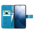 For Xiaomi 14 Four-leaf Clasp Embossed Leather Phone Case(Blue)