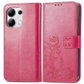 For Xiaomi Redmi Note 13 4G Four-leaf Clasp Embossed Leather Phone Case(Magenta)