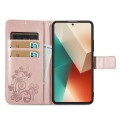 For Xiaomi Redmi Note 13 4G Four-leaf Clasp Embossed Leather Phone Case(Rose Gold)