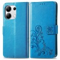 For Xiaomi Redmi Note 13 4G Four-leaf Clasp Embossed Leather Phone Case(Blue)