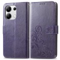 For Xiaomi Redmi Note 13 4G Four-leaf Clasp Embossed Leather Phone Case(Purple)