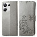 For Xiaomi Redmi Note 13 4G Four-leaf Clasp Embossed Leather Phone Case(Gray)