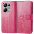 For Xiaomi Redmi  Note 13 Pro 4G Four-leaf Clasp Embossed Leather Phone Case(Magenta)