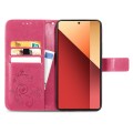 For Xiaomi Redmi  Note 13 Pro 4G Four-leaf Clasp Embossed Leather Phone Case(Magenta)
