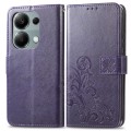 For Xiaomi Redmi  Note 13 Pro 4G Four-leaf Clasp Embossed Leather Phone Case(Purple)