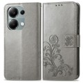 For Xiaomi Redmi  Note 13 Pro 4G Four-leaf Clasp Embossed Leather Phone Case(Gray)