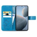 For Xiaomi Redmi K70E Four-leaf Clasp Embossed Leather Phone Case(Blue)