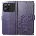 For Xiaomi Redmi K70E Four-leaf Clasp Embossed Leather Phone Case(Purple)