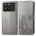 For Xiaomi Redmi K70E Four-leaf Clasp Embossed Leather Phone Case(Gray)
