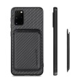For Samsung Galaxy S20+ Carbon Fiber Leather Card Magsafe Magnetic Phone Case(Black)