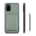 For Samsung Galaxy S20 Ultra Carbon Fiber Leather Card Magsafe Magnetic Phone Case(Green)