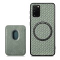 For Samsung Galaxy S20 Ultra Carbon Fiber Leather Card Magsafe Magnetic Phone Case(Green)