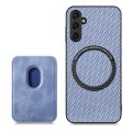 For Samsung Galaxy A54 5G Carbon Fiber Leather Card Magsafe Magnetic Phone Case(Blue)