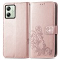 For Motorola Moto G54 5G Four-leaf Clasp Embossed Leather Phone Case(Rose Gold)