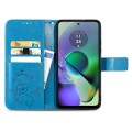 For Motorola Moto G54 5G Four-leaf Clasp Embossed Leather Phone Case(Blue)