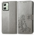 For Motorola Moto G54 5G Four-leaf Clasp Embossed Leather Phone Case(Gray)
