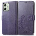 For Motorola Moto G54 5G Four-leaf Clasp Embossed Leather Phone Case(Purple)