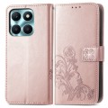 For Honor X6A Four-leaf Clasp Embossed Leather Phone Case(Rose Gold)