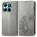 For Honor X6A Four-leaf Clasp Embossed Leather Phone Case(Gray)