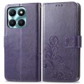 For Honor X6A Four-leaf Clasp Embossed Leather Phone Case(Purple)