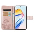 For Honor X9b Four-leaf Clasp Embossed Leather Phone Case(Rose Gold)