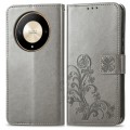 For Honor X9b Four-leaf Clasp Embossed Leather Phone Case(Gray)
