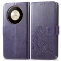 For Honor X9b Four-leaf Clasp Embossed Leather Phone Case(Purple)