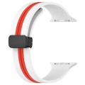 Magnetic Clasp Two-Color Silicone Watch Band For Apple Watch Ultra 49mm(White+Red)