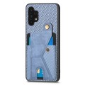 For Samsung Galaxy A32 5G Carbon Fiber Wallet Flip Card K-shaped Holder Phone Case(Blue)