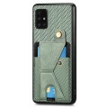 For Samsung Galaxy A51 5G Carbon Fiber Wallet Flip Card K-shaped Holder Phone Case(Green)