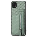 For Samsung Galaxy A22 5G Carbon Fiber Vertical Flip Zipper Phone Case(Green)