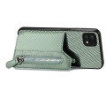 For Samsung Galaxy A22 5G Carbon Fiber Horizontal Flip Zipper Wallet Phone Case(Green)