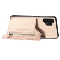 For Samsung Galaxy A32 5G Carbon Fiber Horizontal Flip Zipper Wallet Phone Case(Khaki)