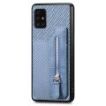 For Samsung Galaxy A51 5G Carbon Fiber Horizontal Flip Zipper Wallet Phone Case(Blue)