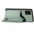 For Samsung Galaxy A51 5G Carbon Fiber Horizontal Flip Zipper Wallet Phone Case(Green)