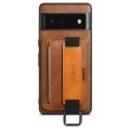 For Googel Pixel 6a Suteni H13 Card Wallet Wrist Strap Holder PU Phone Case(Brown)