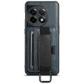 For OnePlus 11 5G Suteni H13 Card Wallet Wrist Strap Holder PU Phone Case(Blue)