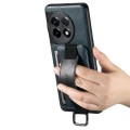 For OnePlus 11 5G Suteni H13 Card Wallet Wrist Strap Holder PU Phone Case(Blue)