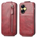 For Realme C55 Zipper Wallet Vertical Flip Leather Phone Case(Red)