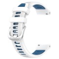 For Samsung Galaxy Watch 6 44mm 20mm Sports Two-Color Steel Buckle Silicone Watch Band(White+Blue)