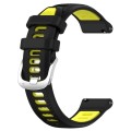 For Samsung Galaxy Watch 6 44mm 20mm Sports Two-Color Steel Buckle Silicone Watch Band(Black+Lime Gr